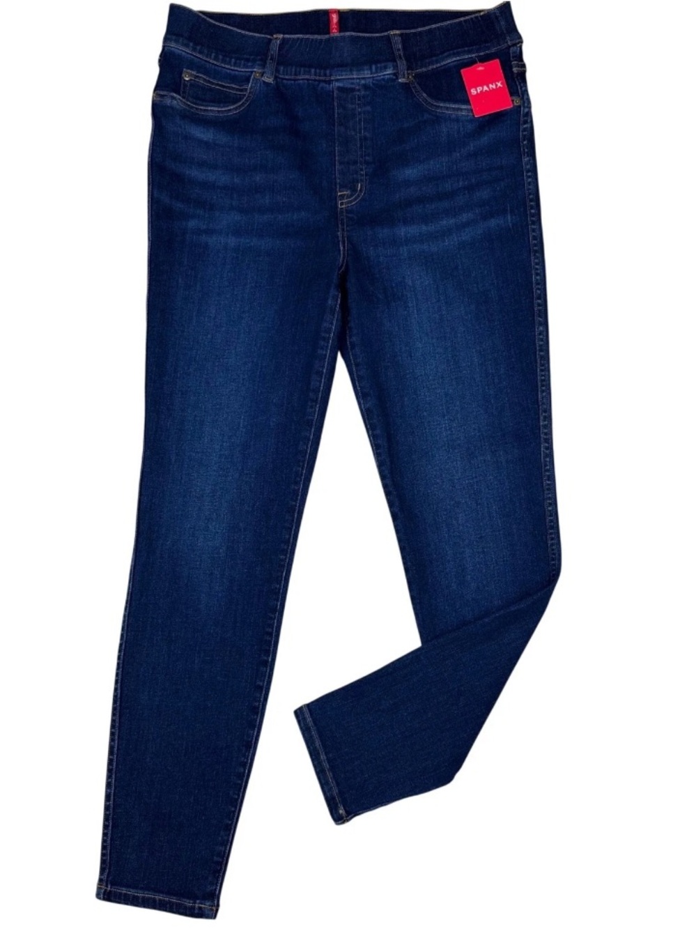 SPANX Skinny High-Rise Jeans in Dark Blue Wash